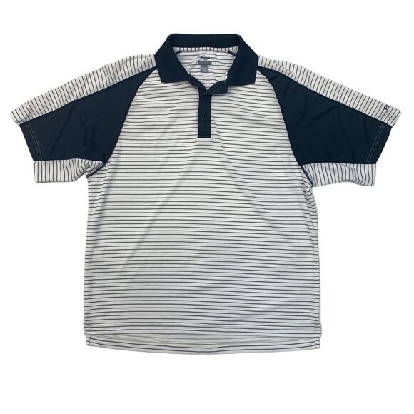 Reebok Other - Reebok Golf Polo Shirt Mens L Large White Striped Colorblock PlayDry Lightweight